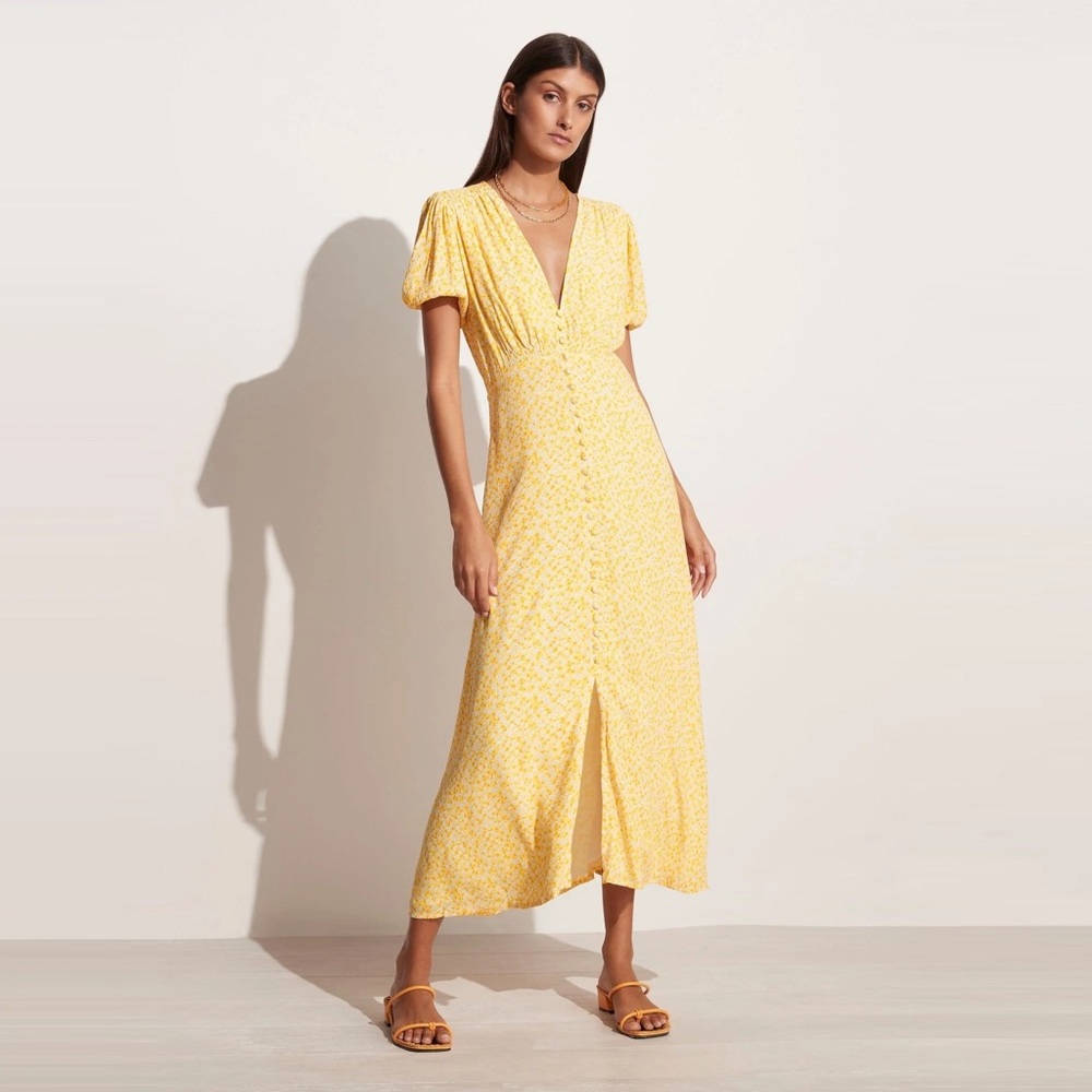 Summery Yellow Floral Maxi Dress